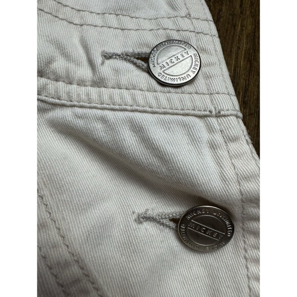 Vintage 90s Disney Mickey Unlimited Jerry Leigh White Bib Overall Shorts Embroid - Picture 3 of 8